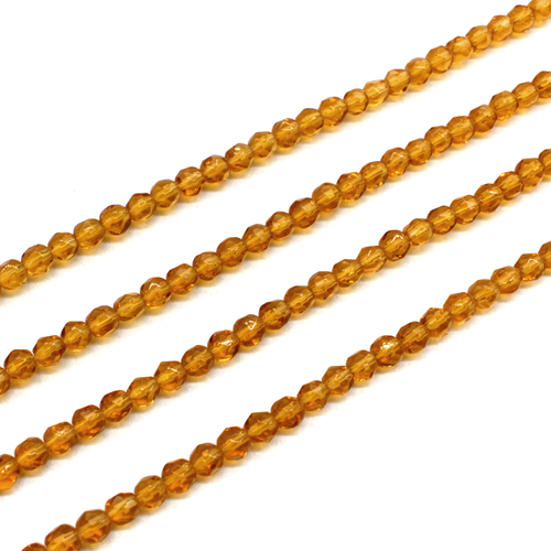 Glass facet round 4mm -  Amber