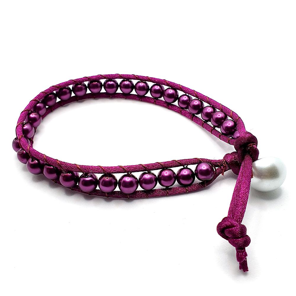 Pearl Wrap Bracelet - Mulberry