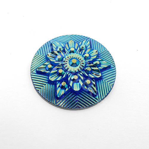 Acrylic Cabochon 30mm Disc - Winter Flower Iris Blue