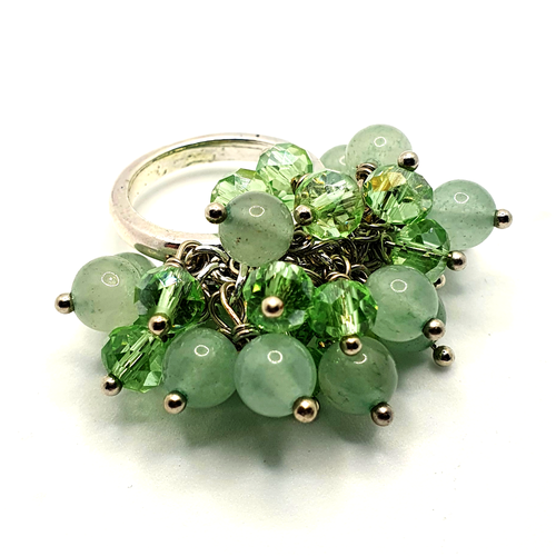 Headpin Ring Bead Pack green aventurine jewelry making kit — DIY set with beads and instructions for creating handmade jewelry