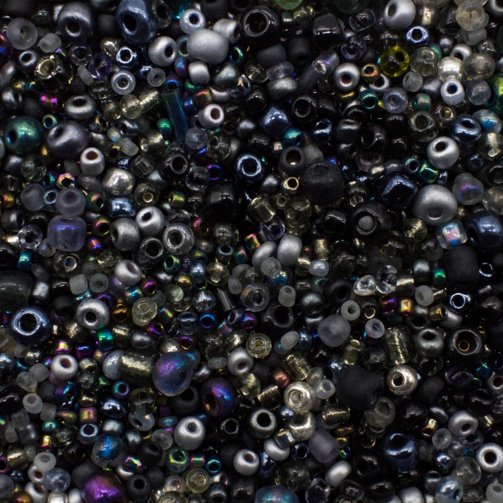 Seed Beads Mixes  Grey  Black 100g