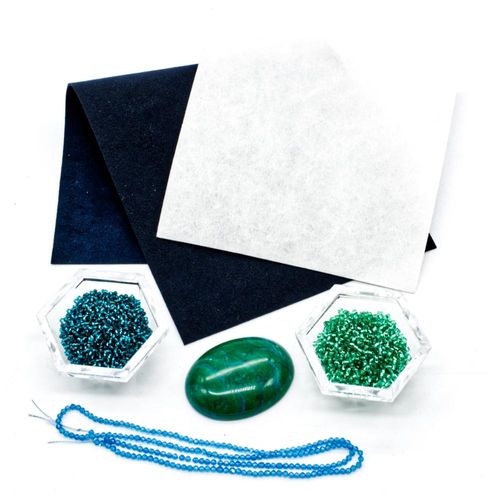 BC Week4/5 2022 - Bead Embroidery - Howlite Tropical Green