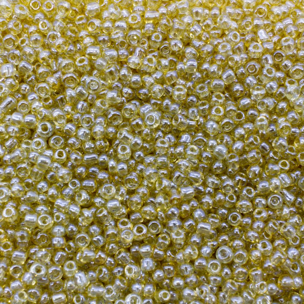 Seed Beads Transparent Luster Pale Gold - Size 11 100g