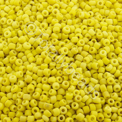 Seed Beads Opaque Frosted  Yellow - Size 11 100g