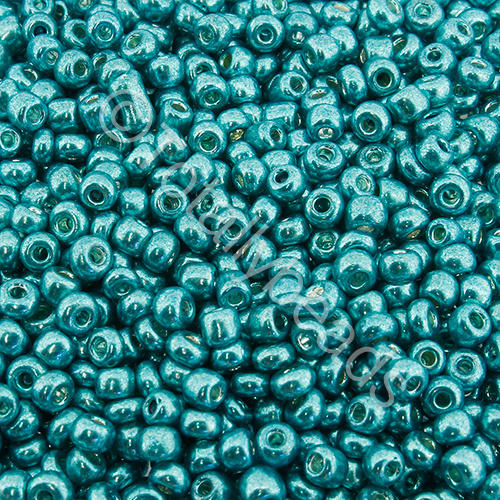 Seed Beads Metallic  Turquoise Green - Size 8 100g