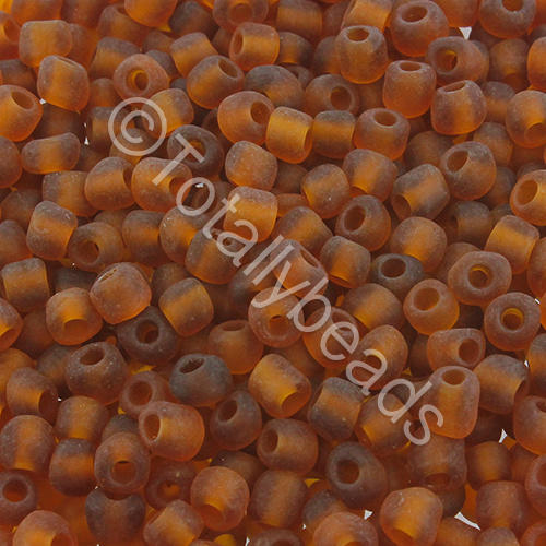 Seed Beads Transparent Frosted  Brown - Size 6 100g