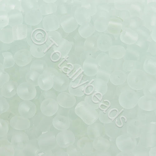 Seed Beads Transparent Frosted  Pale Green - Size 6 100g