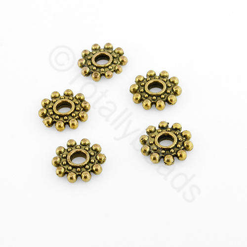 Antique Gold Bead - Spacer Flower 8mm - Antique Gold 20pcs
