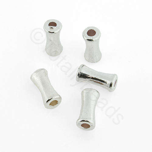 Silver Dished Tube 9x4mm - 30pcs