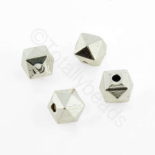 Antique Silver Bead - Facet Cube 7mm 8pcs