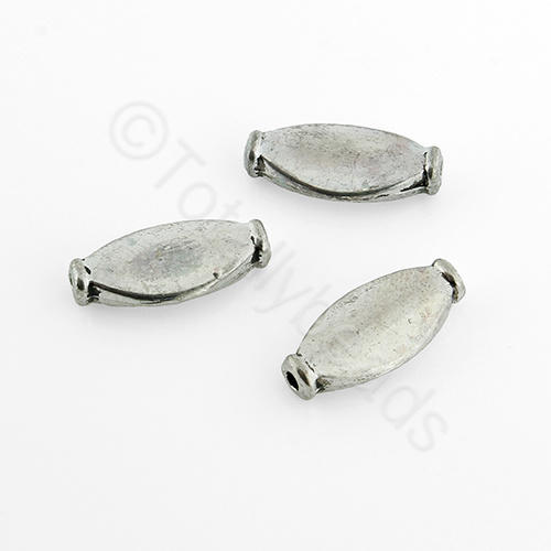 Tibetan Silver Bead - Flat Oval 14mm (Y-403)