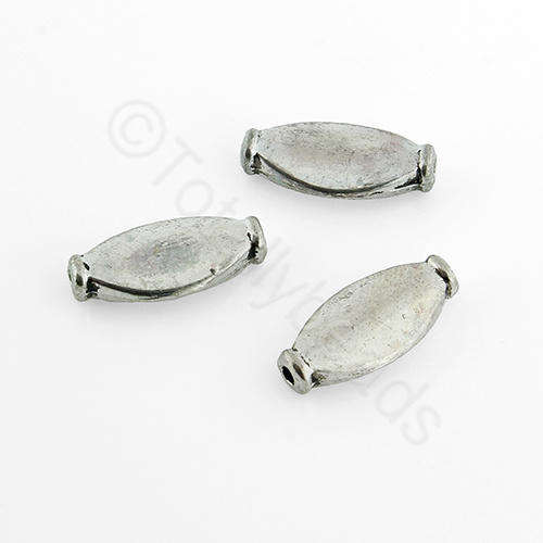 Antique Silver Bead - Flat Oval 14mm 15pcs