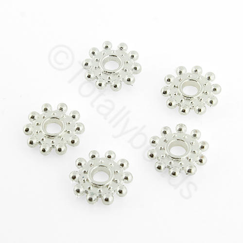 Antique Silver Bead - Spacer Flower 8mm - Silver 20pcs