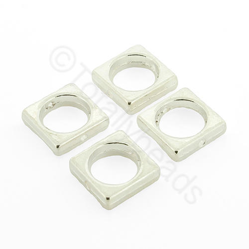 Bead Frame - Square 11mm - Silver Plated 6pcs