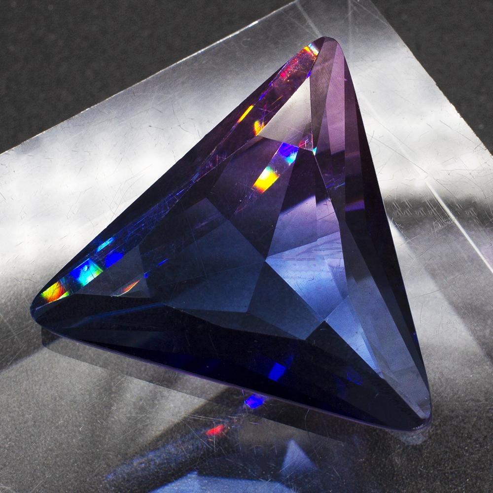 Crystal Triangle Cabochons 30mm - Pink Dark Blue