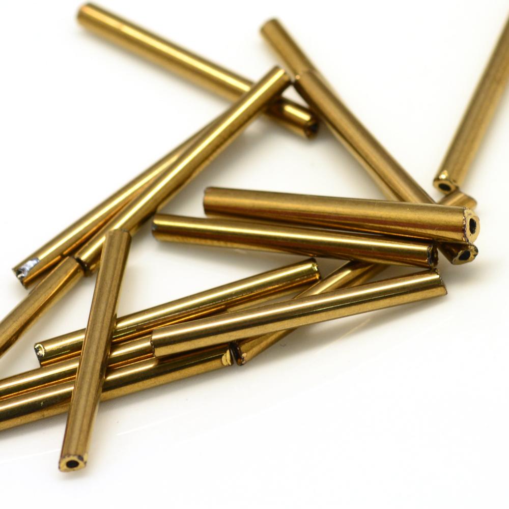 Bugle Beads 20mm - Metallic Gold 50g