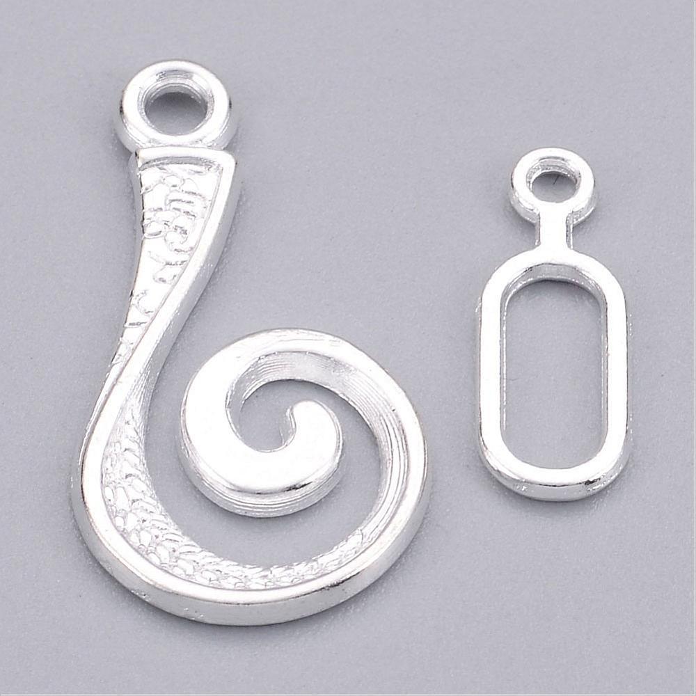 Hook & Eye Clasp 25mm - Silver Plated 5pcs