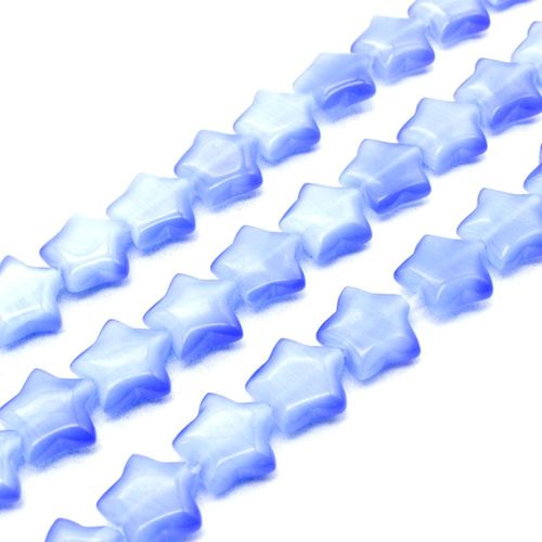 Cats Eye Beads Pillow Stars 10mm   Blue for jewellery making