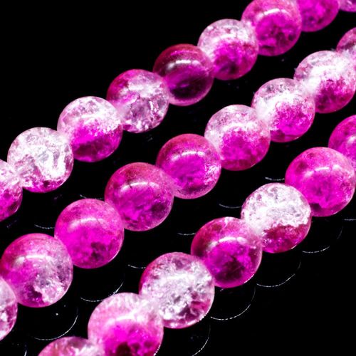 Crackle Beads Round 8mm   Clear Bright Pink 50pcs for jewellery making