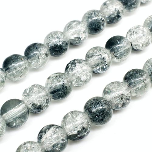 Crackle Beads Round 8mm   Clear Grey 50pcs for jewellery making