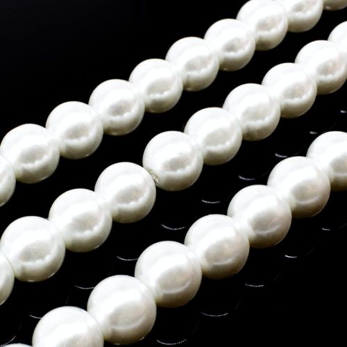 4MM White Glass Pearls 16 (1 dozen strands)