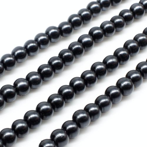 Glass Pearl Round Beads 4mm - Space Grey