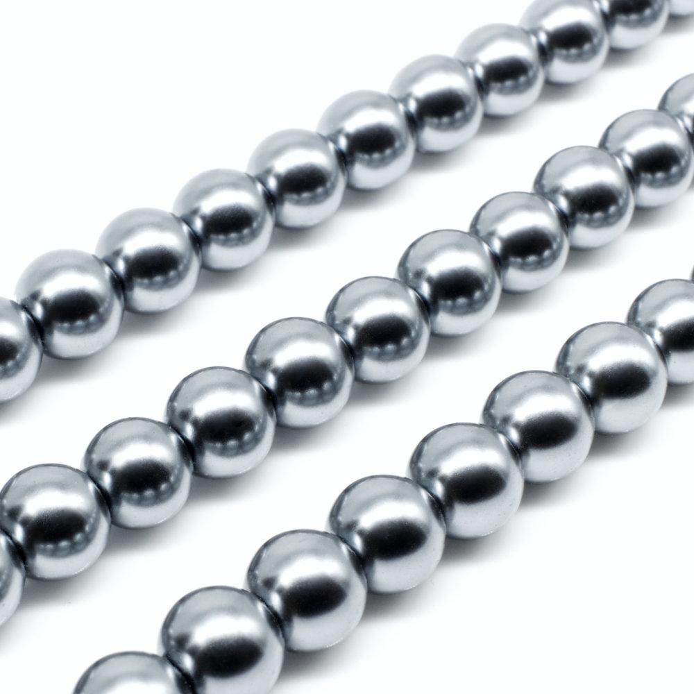 Glass Pearl Round Beads 8mm - French Grey