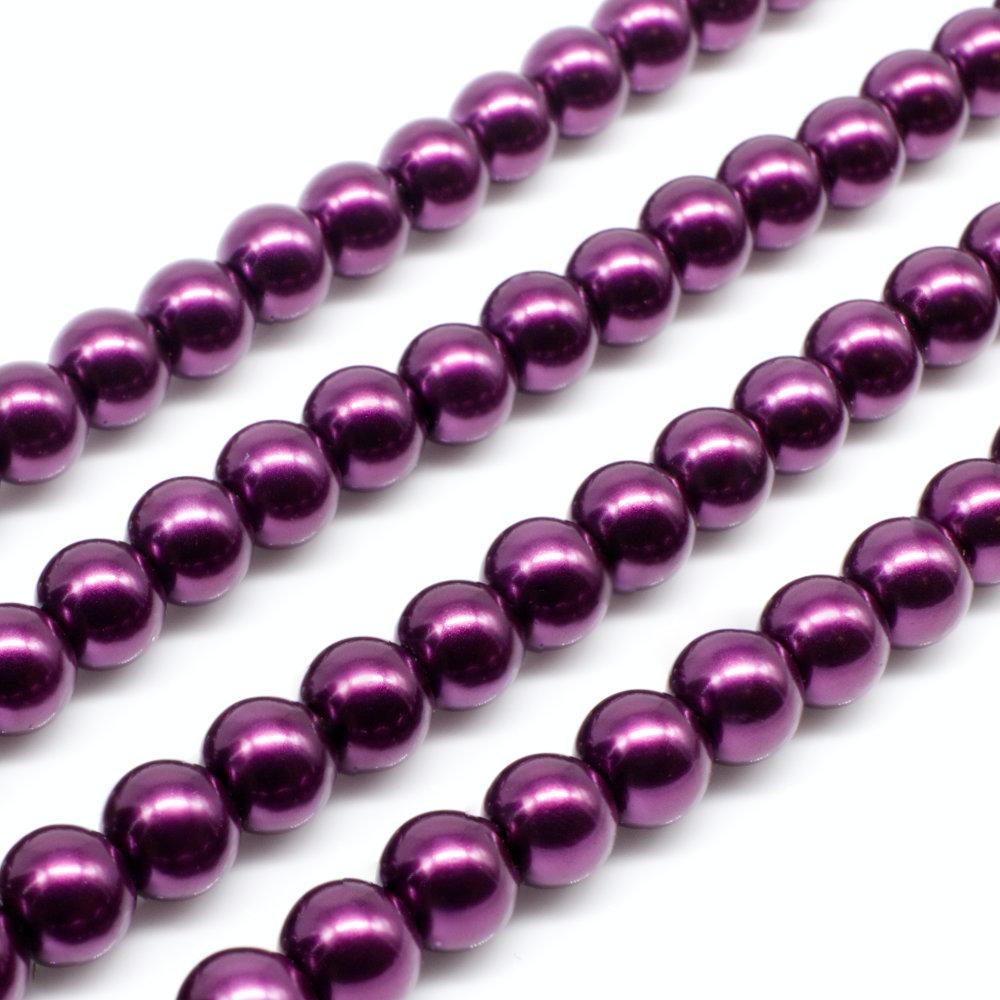 Glass Pearl Round Beads 6mm - Mulberry