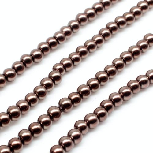 Glass Pearl Round Beads 3mm - Caramel