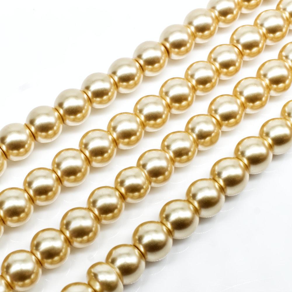 Glass Pearl Round Beads 6mm - Golden Haze