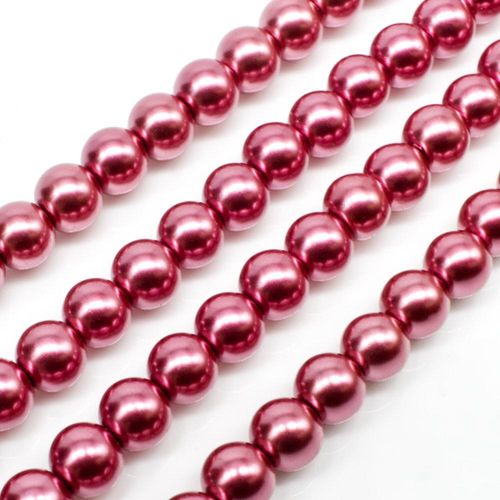 Glass Pearl Round Beads 6mm - Fuchsia