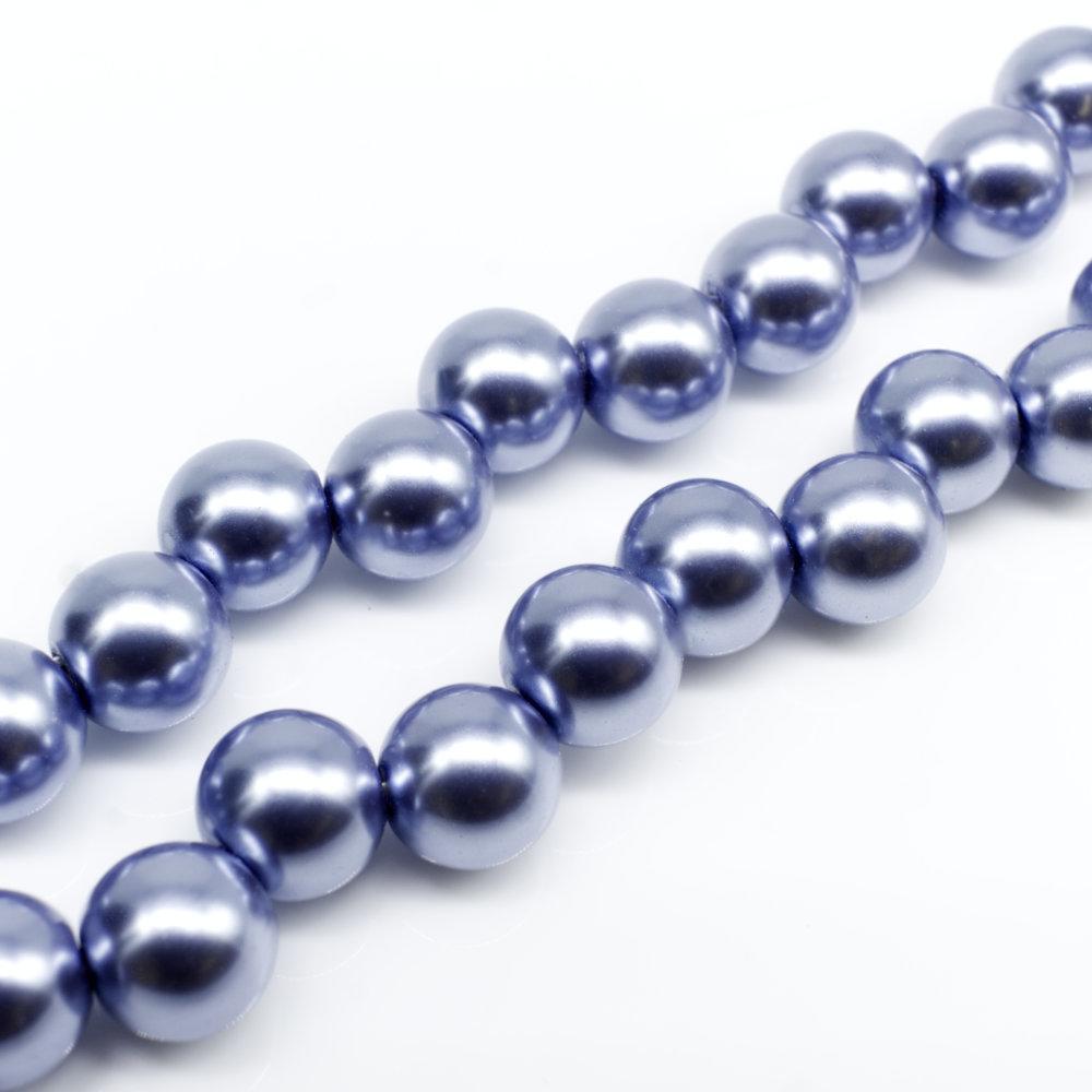 Glass Pearl 8mm Round Off Centre - Violet Blue