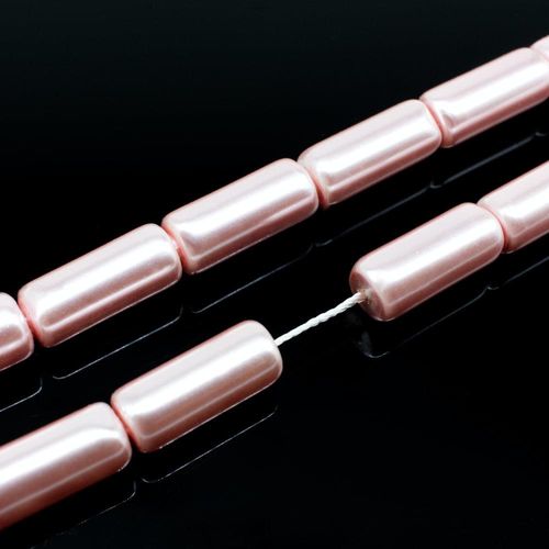 Glass Pearl Tube Beads 6x15mm   Light Pink for jewellery making