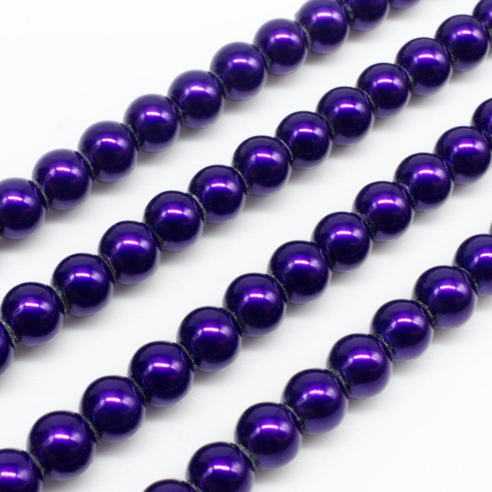 Glass Pearl Round Beads 6mm Royal Purple Craft Hobby And Jewellery Supplies Totally Beads 0742