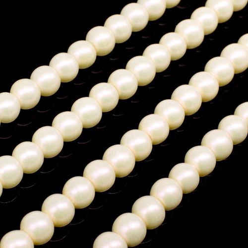 Satin Glass Pearl Round Beads 4mm - Lemon