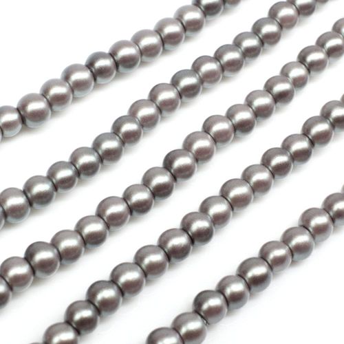 Satin Glass Pearl Round Beads 3mm - Silver Sage
