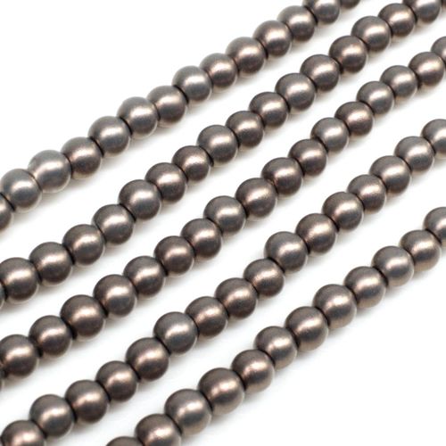 Satin Glass Pearl Round Beads 3mm - Rustic Oak