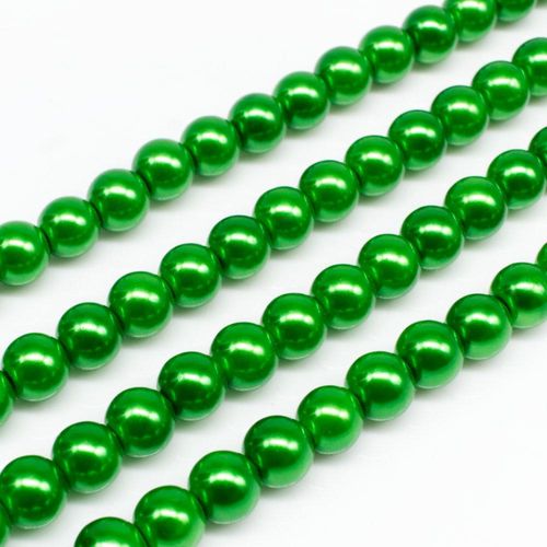 Glass Pearl Round Beads 6mm - Emerald Green