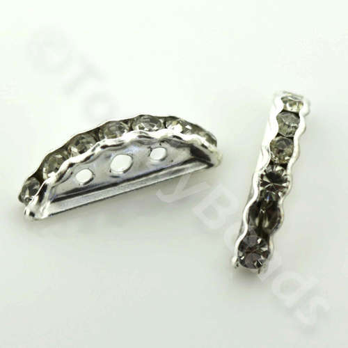 Rhinestone Half Round Spacer Bar 19mm - GRADE B 100pcs