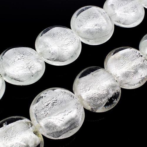 Silver Foil Disc Bead 24mm   Clear White for jewellery making