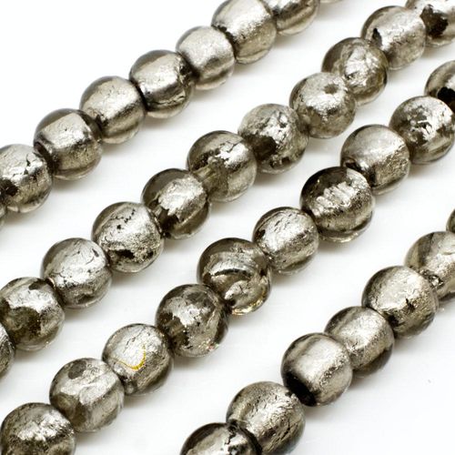 Silver Foil Round Beads 8mm 50pcs   Light Grey for jewellery making