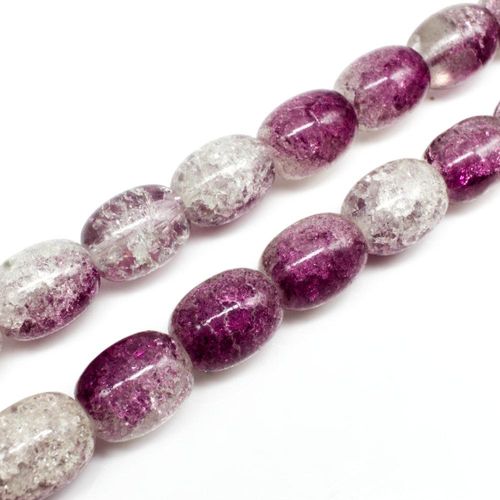 Crackle Barrel Beads 12x16mm   Clear & Purple 25pcs for jewellery making