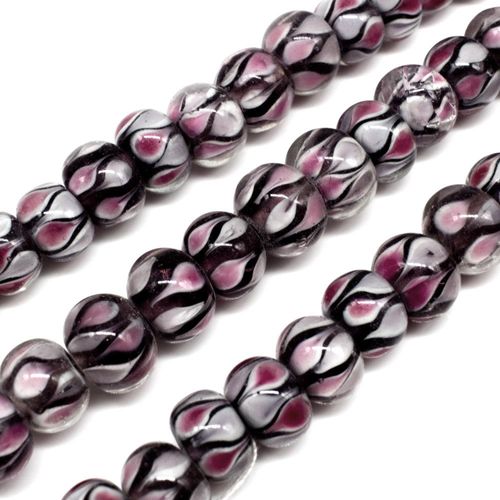 Lampwork Glass Bead   Amethyst & Pink Rondelle 10x8mm 1pc for jewellery making