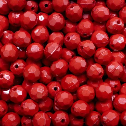 Acrylic Faceted Beads 8mm 100pc   Post Box Red for jewellery making