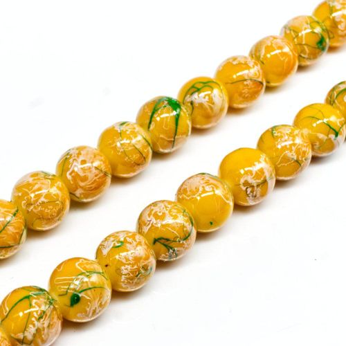 Oriental Splash Round Glass Beads 10mm   Kiiro for jewellery making