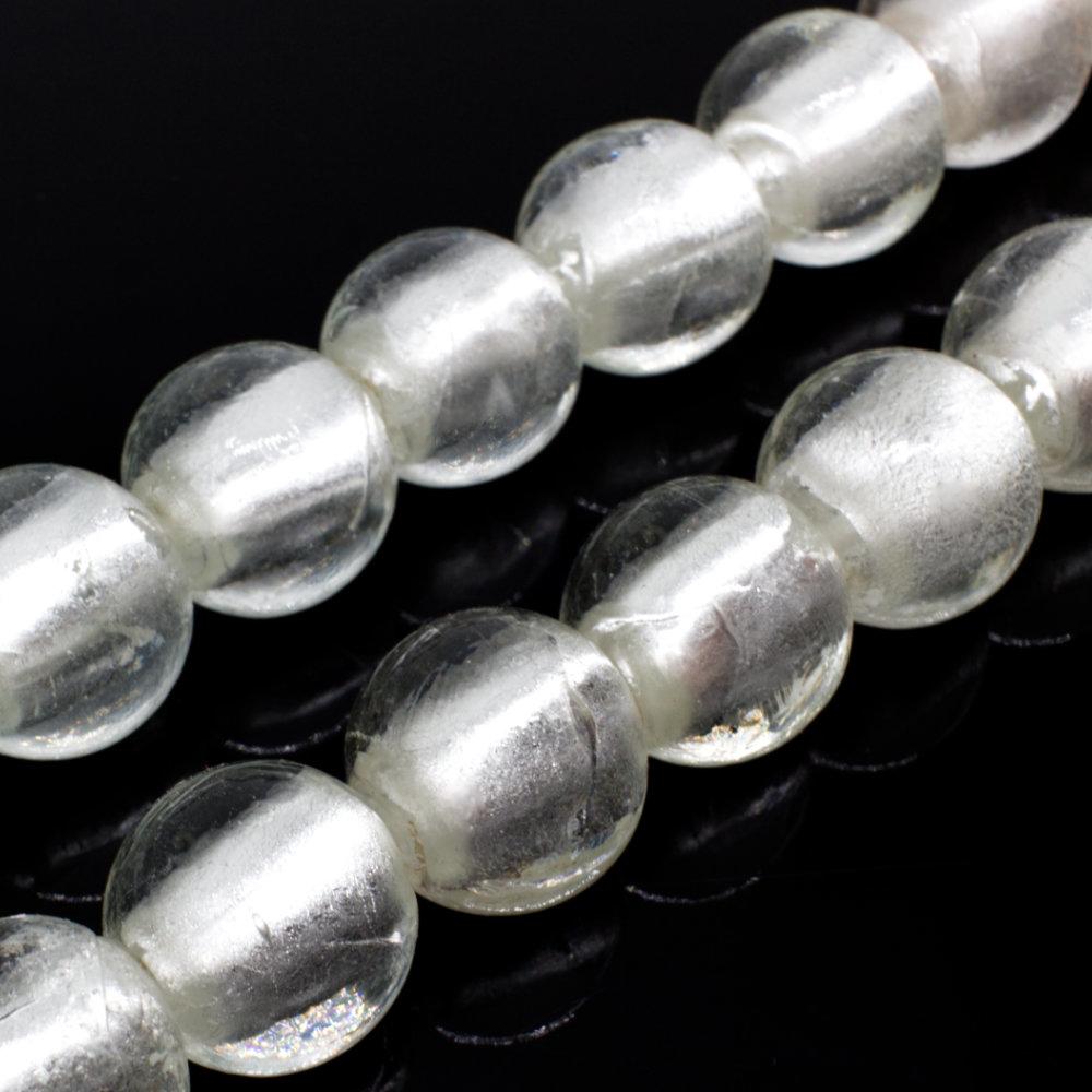 Silver Foil Round Beads 17mm 20pcs   Clear for jewellery making