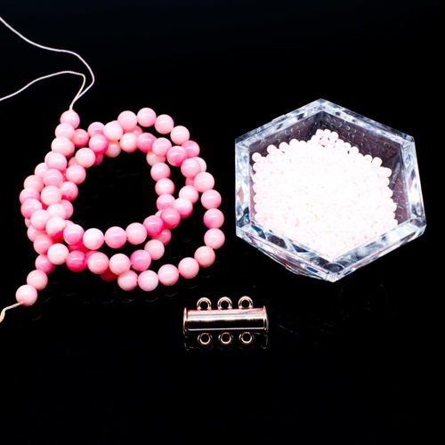 BC Week 46   3 Row Snake Stitch   Soft Pink Coral for jewellery making