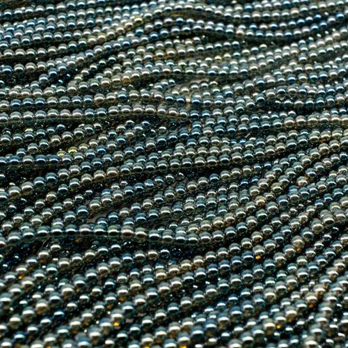 Glass Round Beads 2mm 15" String   Green Shimmer for jewellery making