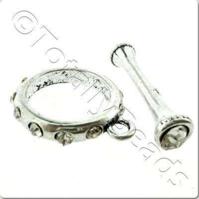 Metal Toggle - Diamond Ring 25mm Antique Silver