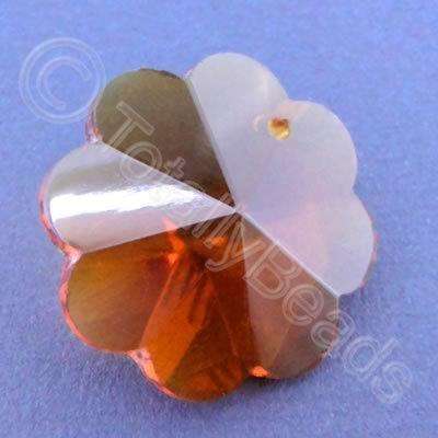 Glass Pendant Flower Amber - 26mm